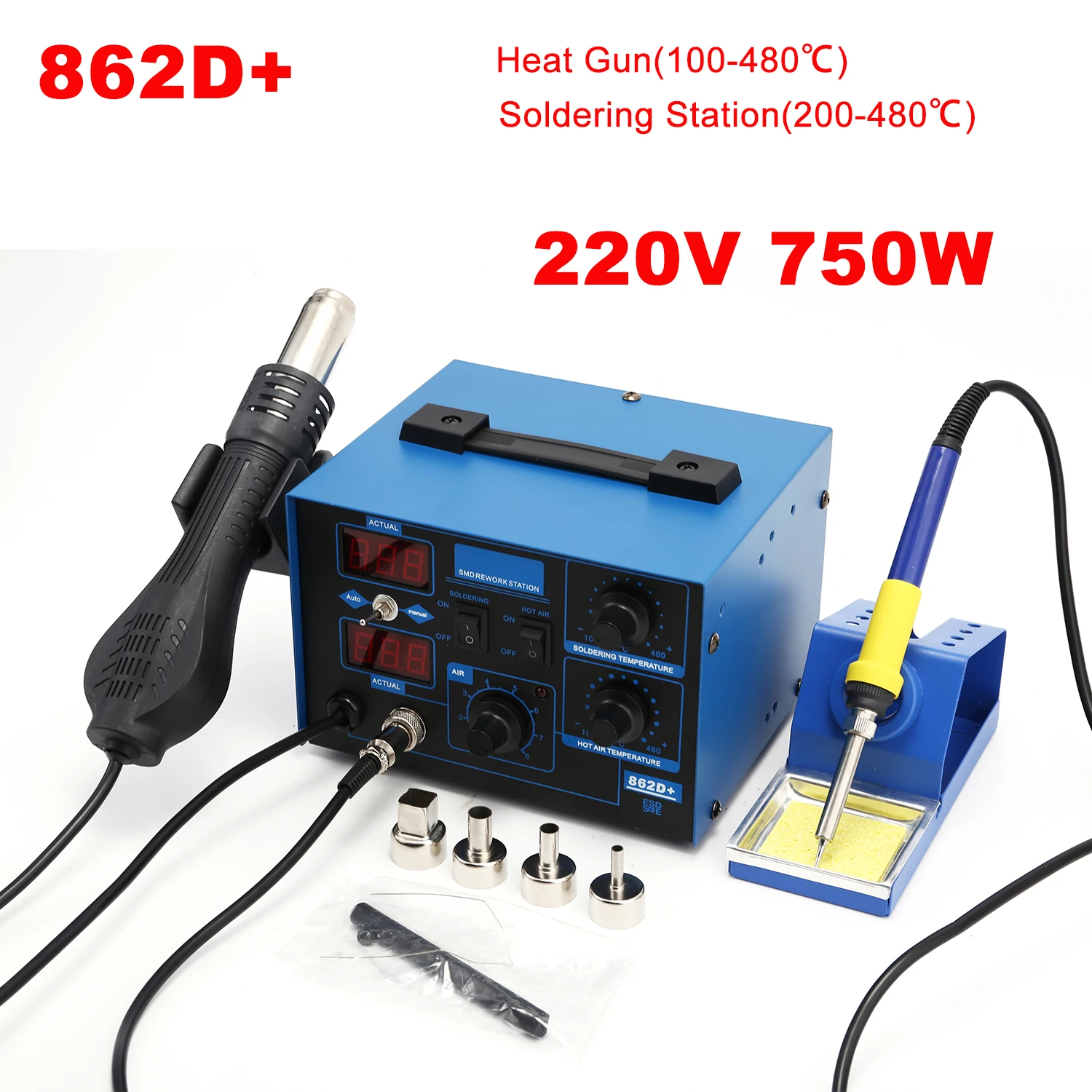 Smd Rework Station Hot Air Soldering 2 In 1 - Stazione di saldatura 862D+ 2 in